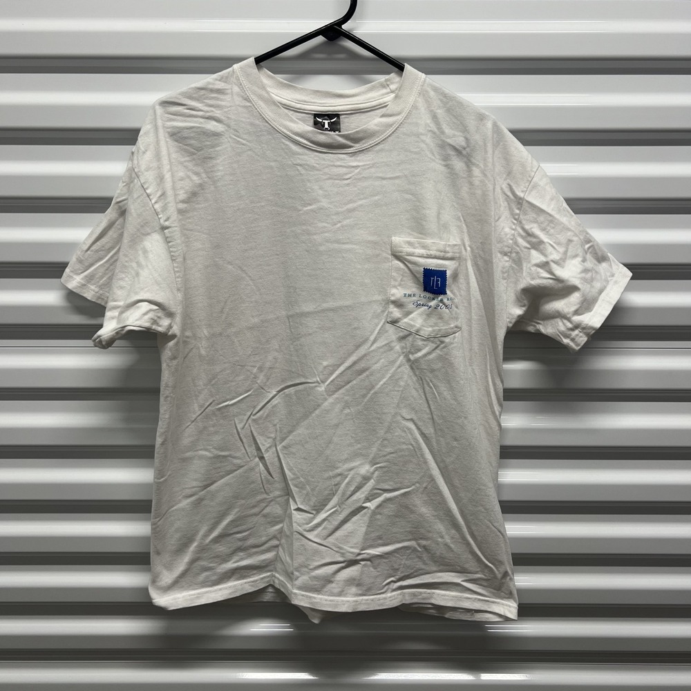 Hanes Beefy-T Size L Mens White The Locker Room Spring 2005โ Pocket Graphic Tee